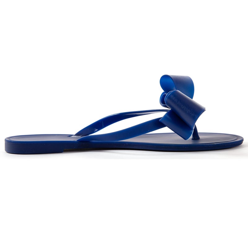 Mtzyoa Women Flip Flops Bow Flat Sandals Summer Blue Size 8 Beach Jelly Cute Ladies Waterproof Rain Casual Waterproof - Image 3